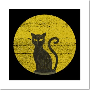 Scary Black Cat Halloween Posters and Art